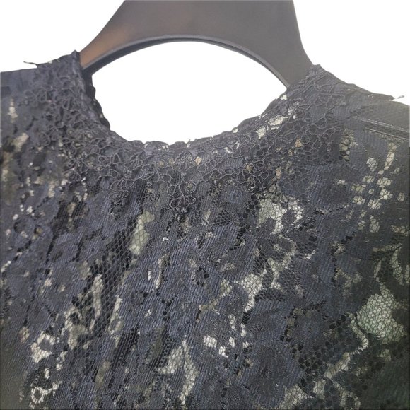 Scott McClintock Vintage Black Lace Floral Design Long Sleeve Dress with Bow 14 - Picture 3 of 9